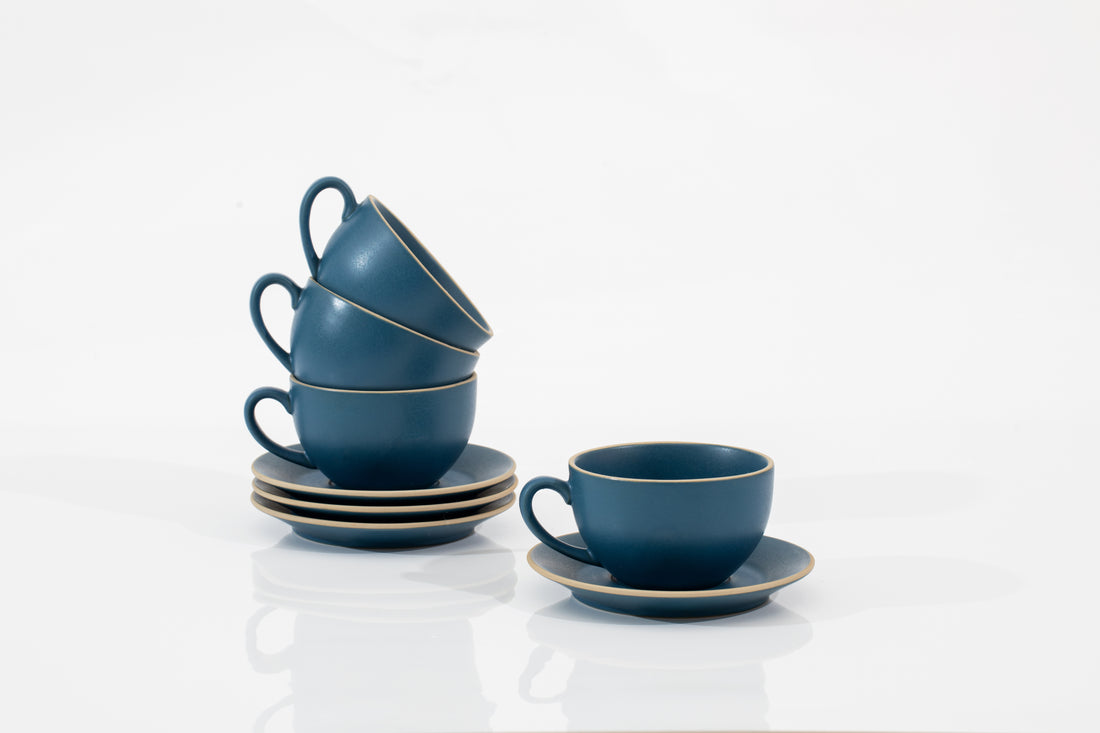 8oz Coffee Cup with Saucer - Lineage Ceramics